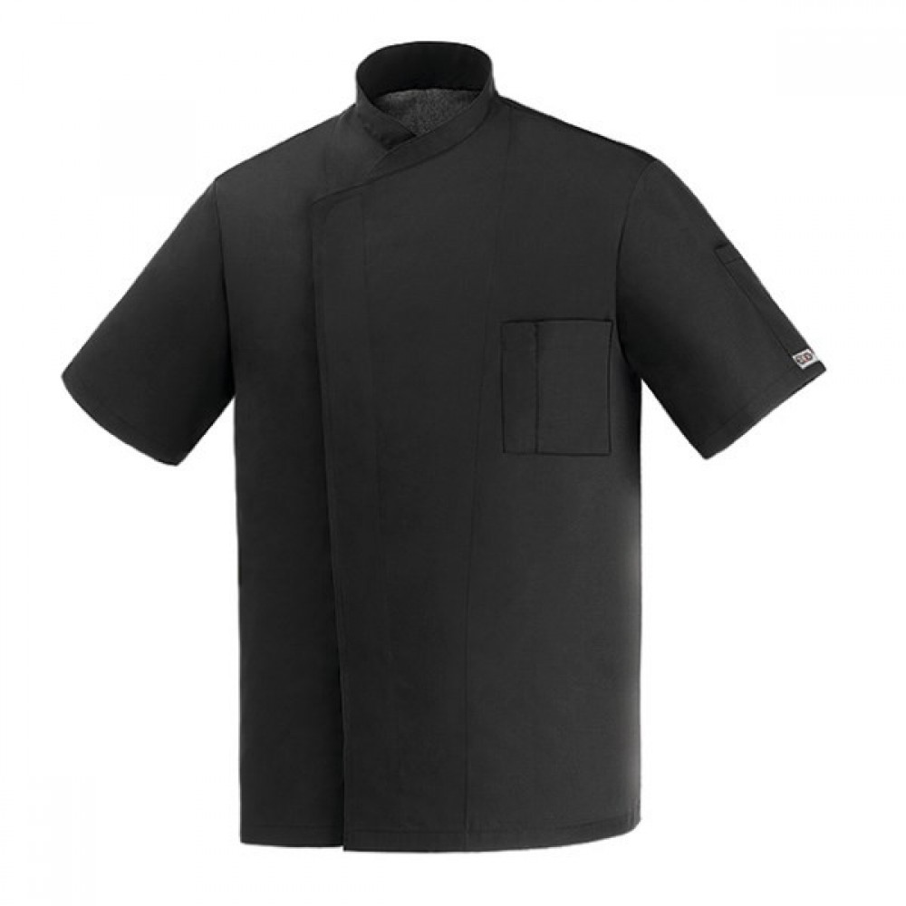 Unisex chef jacket with press buttons, short sleeves and back in Air Plus